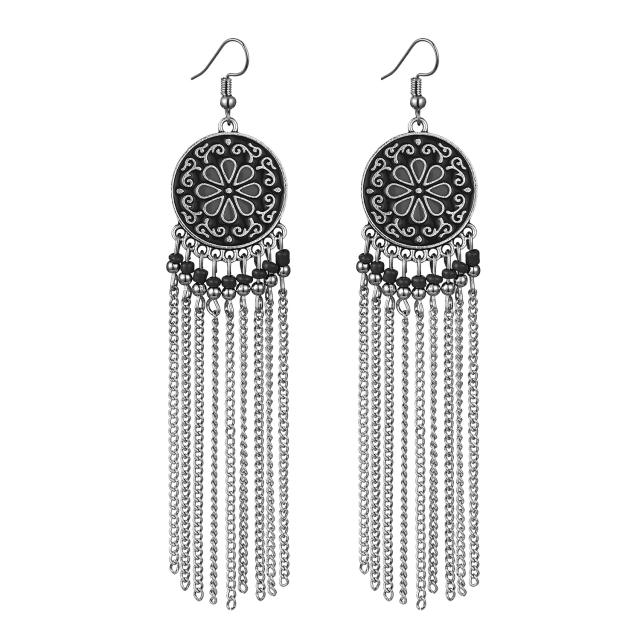 Vintage chain tassel long earrings