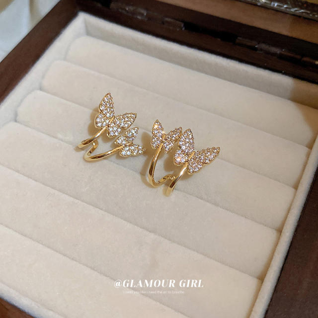 Rhinestone butterfly ear studs