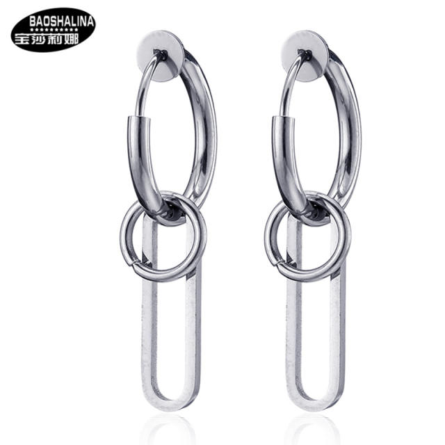 Fashion round titanium steel earrings