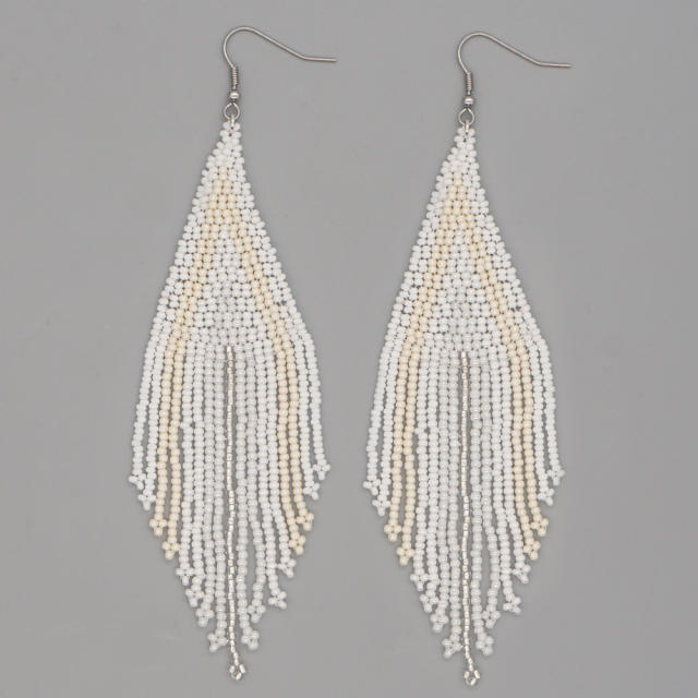 Boho color seed beads tassel earrings