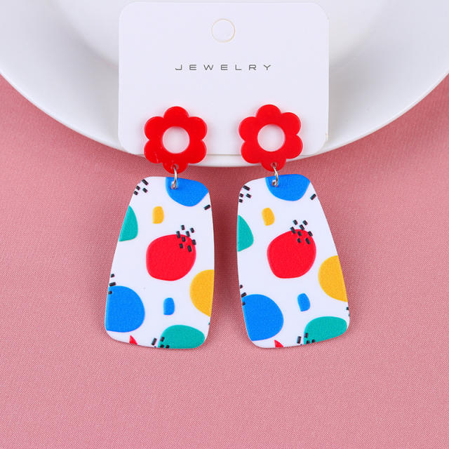Color polka dots geometric acrylic earrings