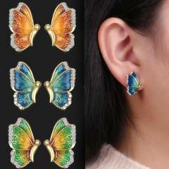 Enamel butterfly ear studs