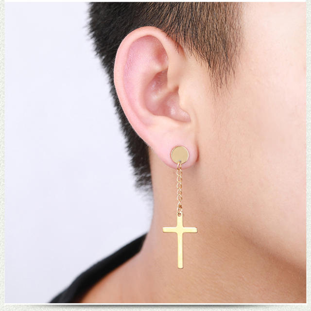 Tassel black cross unisex earrings