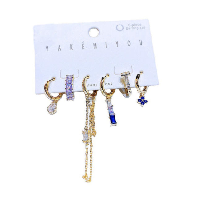 Occident fashion luxury cubic zircon huggie earrings set