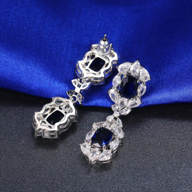 Sapphire cubic zircon delicate drop earrings