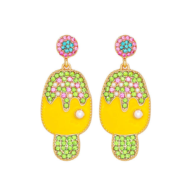 Creative yellow color ice cream dangle earrings