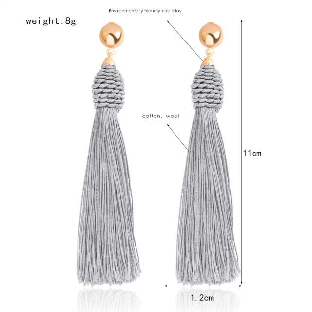 Boho color tassel long earrings