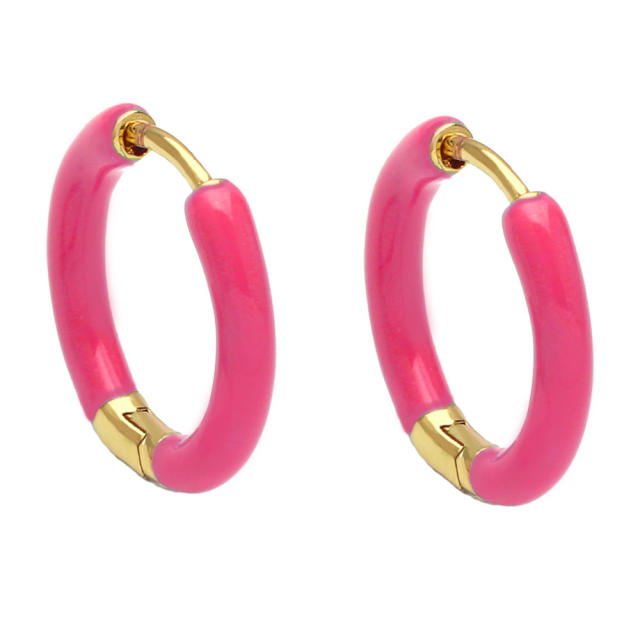 Color enamel huggie earrings small hoop earrings