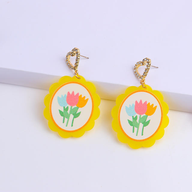 Korean fashion sweet acrylic color earrings