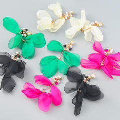 Boho colorful mesh pearl beaded earrings