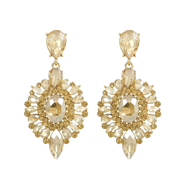 Luxury color glass crystal dangle earrings