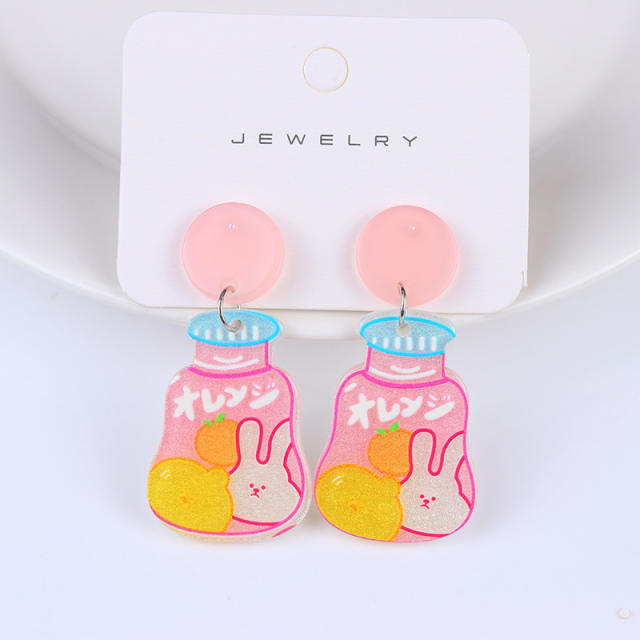 Cute cartoon drink bottle earrings