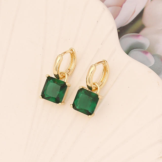 18KG copper emerald ear studs