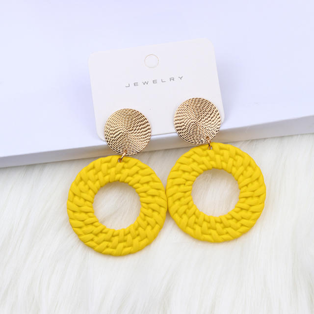 12 color boho geometric circle dangle earrings