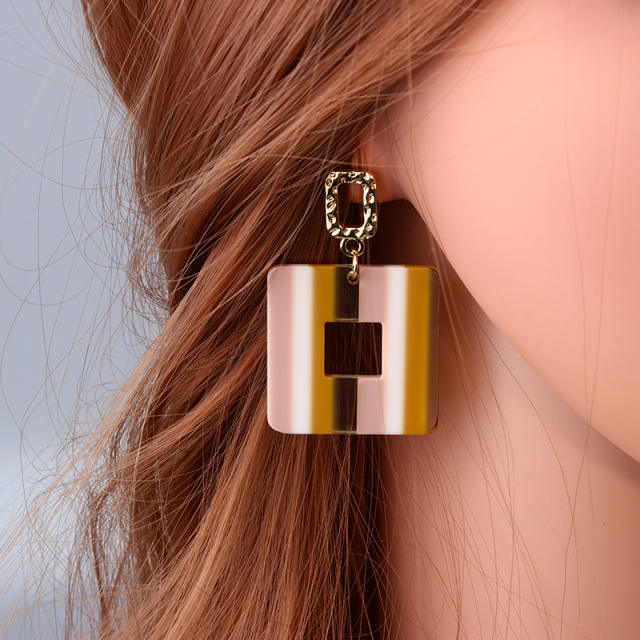 Geometric square hollow dangle earrings