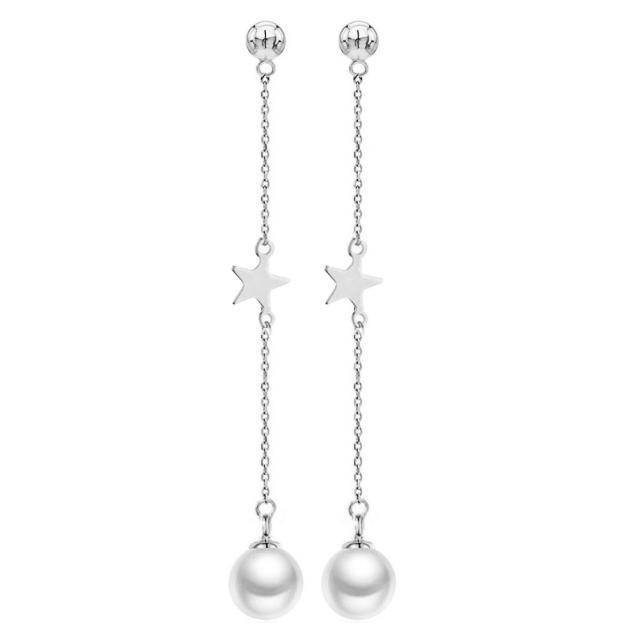 Star moon stainless steel earrings