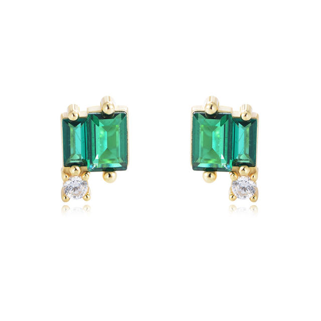 S925 Emerald ear studs