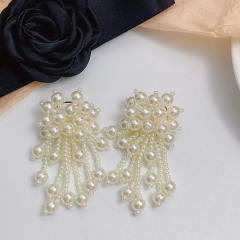 Vintage 925 needle pearl beads luxury earrings