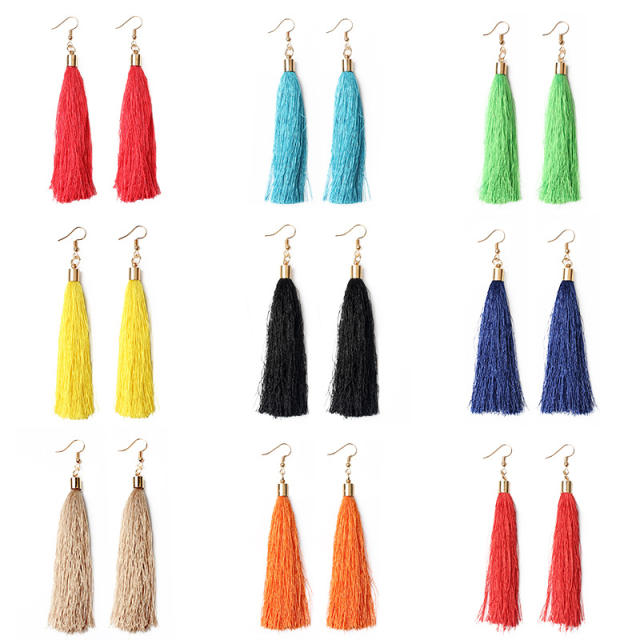 Wish hot sale color rope tassel long earrings