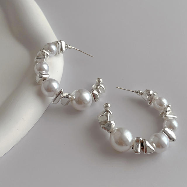 Silver color 925 needle open hoop women earrings