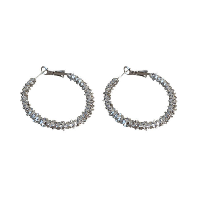 Silver color cubic zircon hoop earrings