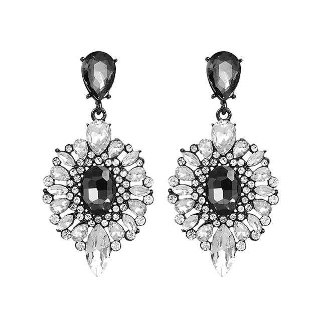Luxury color glass crystal dangle earrings