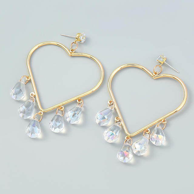 Personality heart acrylic tassel earrings