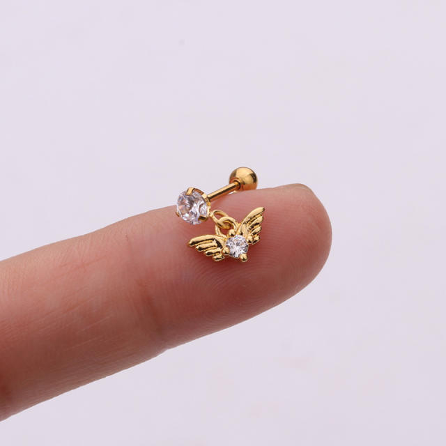 Cubic zircon flower drop stainless steel needle earrings