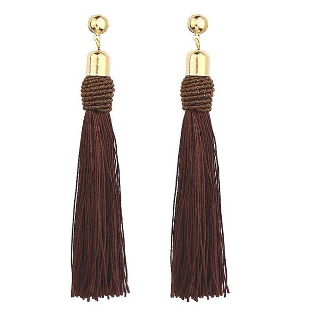 Boho color tassel long earrings