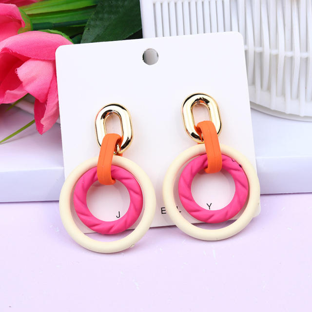 Geometric ring shape colorful dangle earrings