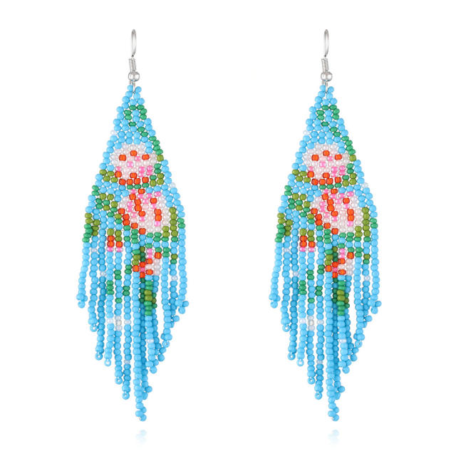 Boho seed beads tassel earrings