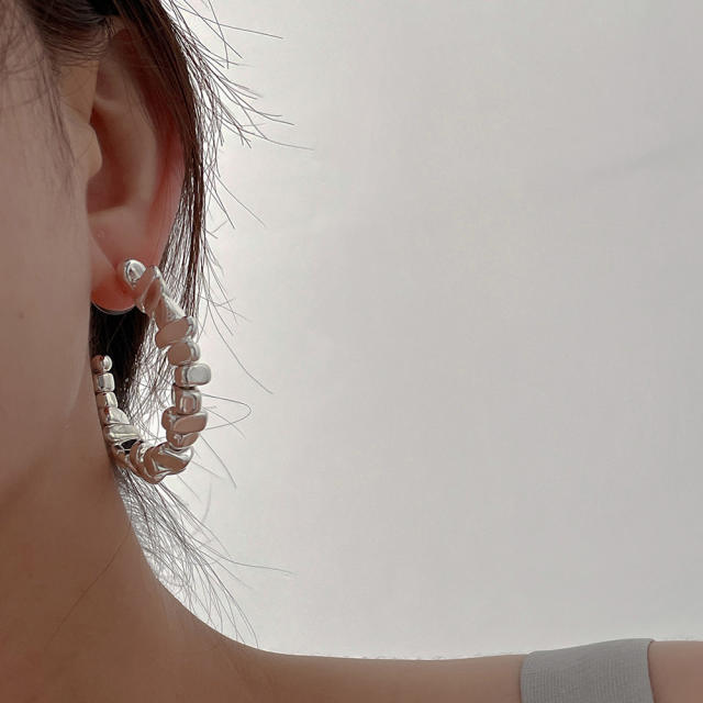 S925 needle unique open hoop earrings for women