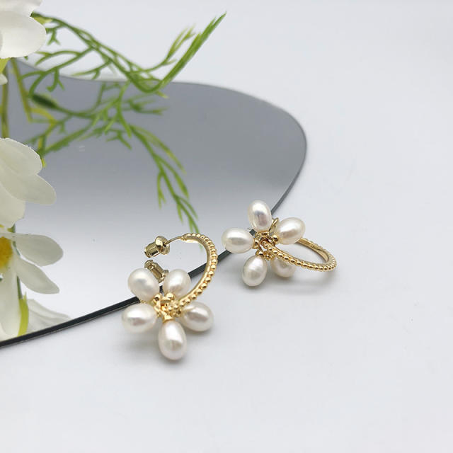 Water pearl flower luxury elegant earrings