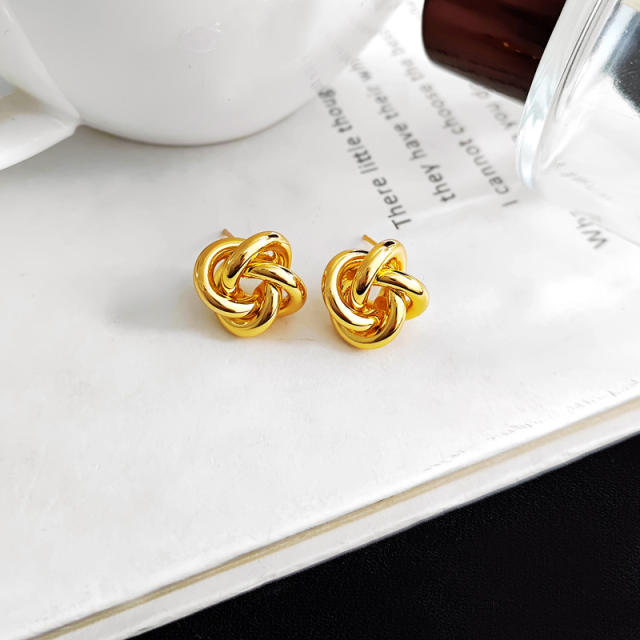 S925 sterling silver needle twisted ear studs