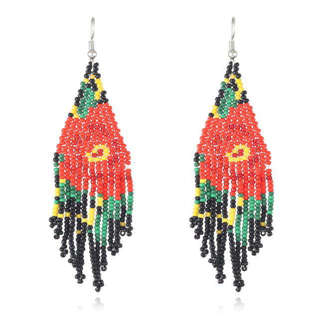 Boho seed beads tassel earrings