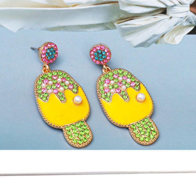 Creative yellow color ice cream dangle earrings