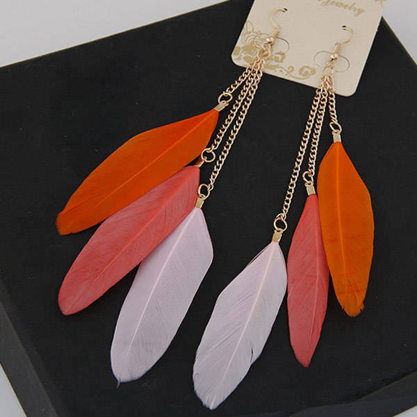 Personality feather tassel earrings