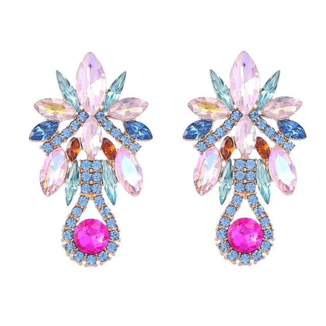 Fashion luxury color glass crystal dangle earings