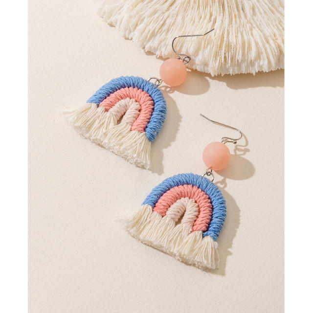 Holiday trend ins rope tassel braid earrings