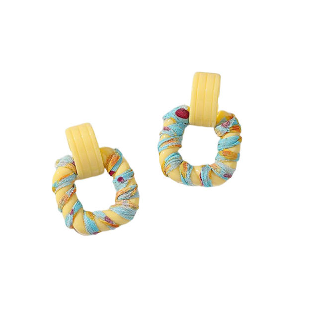 Boho yellow and blue color vintage ear studs