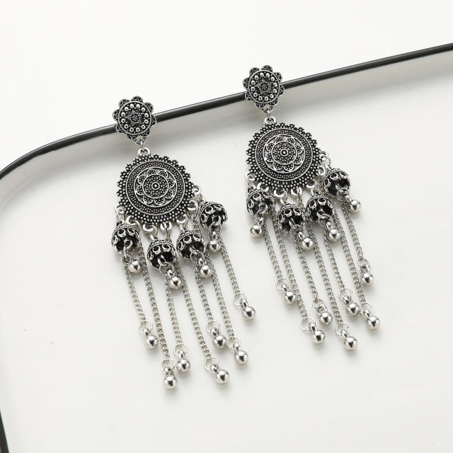Vintage long tassel jhumka earrings for women