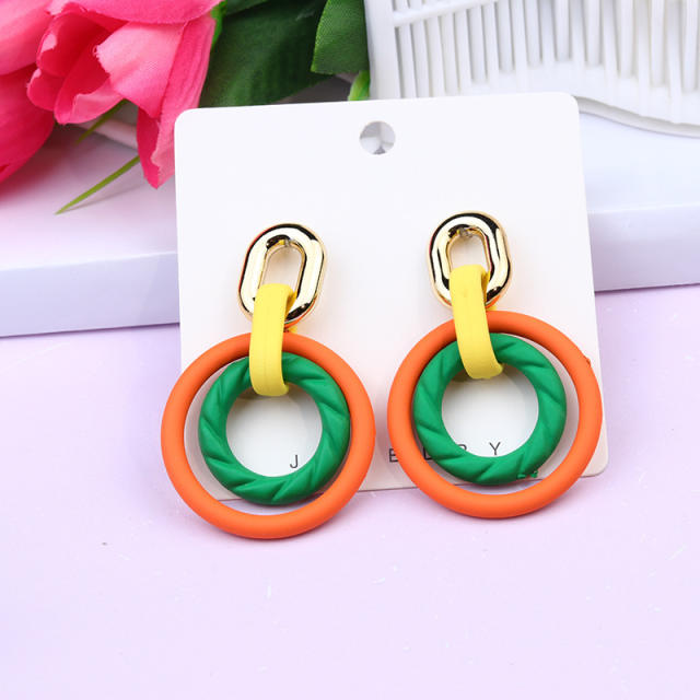 Geometric ring shape colorful dangle earrings