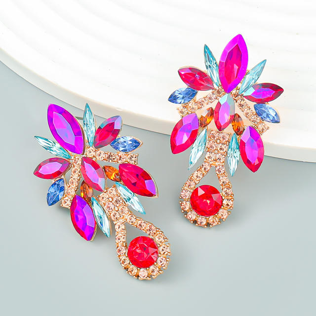 Fashion luxury color glass crystal dangle earings