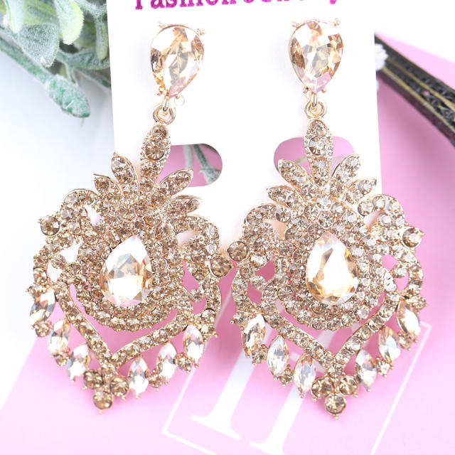 Luxury color glass crystal drop earrings