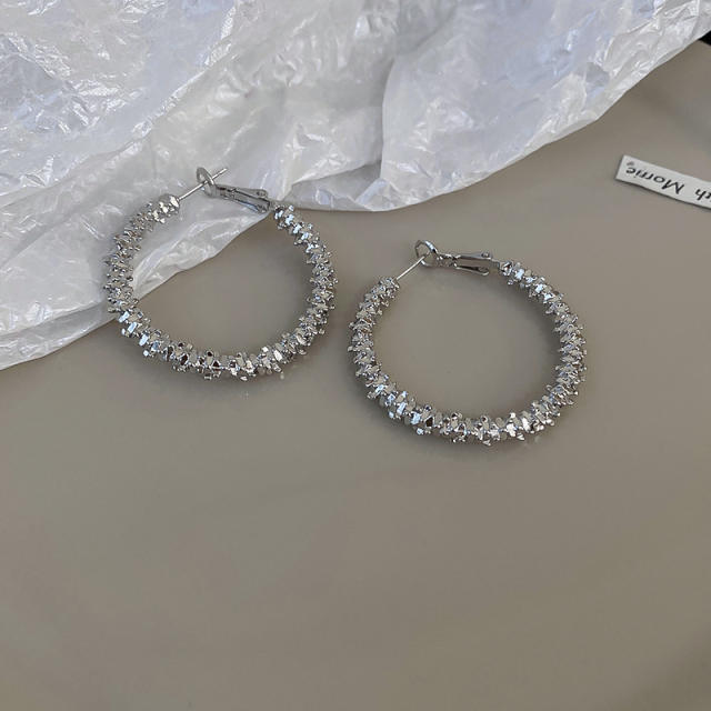 Silver color cubic zircon hoop earrings