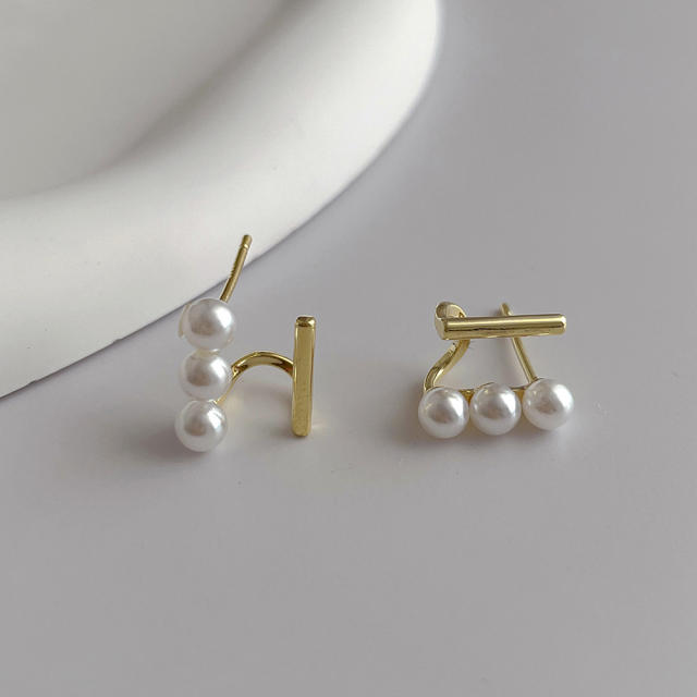 Korean fashion unique pearl two layer women earrings