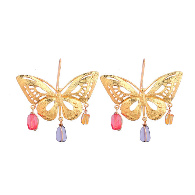 Vintage gold color butterfly earrings