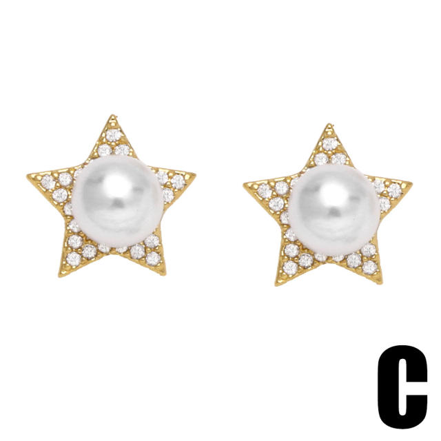 Elegant pearl bead ear studs