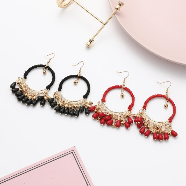 Boho drop tassel dangle earrings