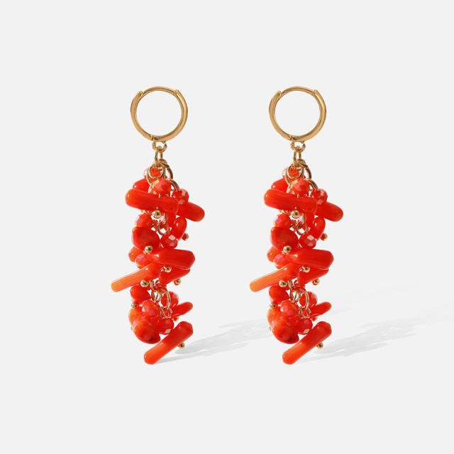 Natural stone beads huggie earrings